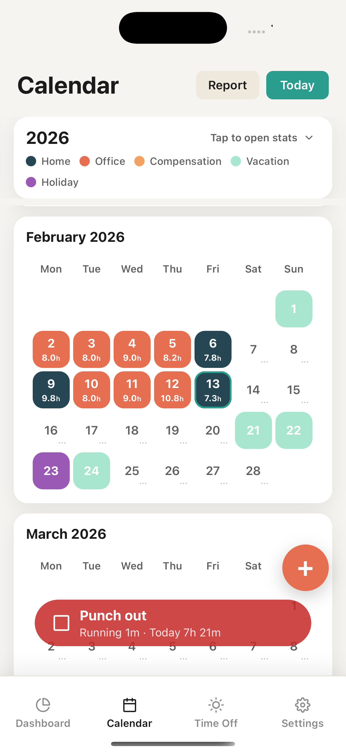 Clock in with one tap